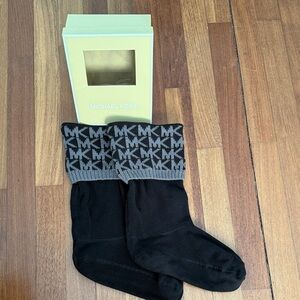 Michael Kors Black and Gray Patterned Boot Socks